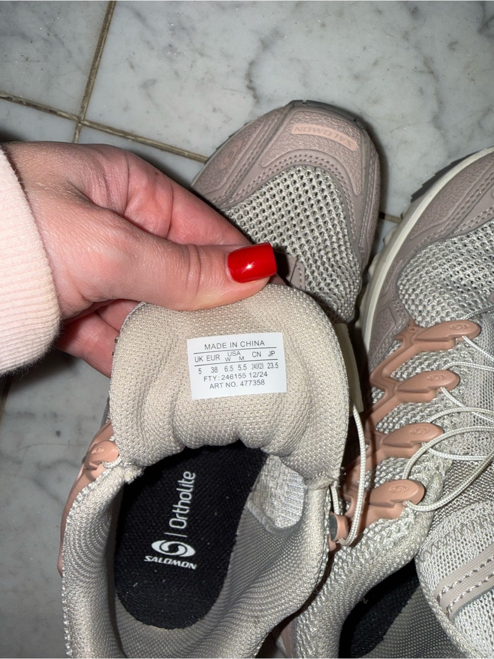 Salomon Women's Sneakers in Blush Pink and Cream - Picture 4 of 4